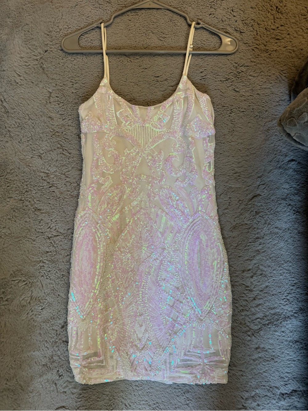 WORN ONCE | Lucy in the Sky Iridescent White Sequin Mini Dress
